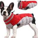 FUAMEY Dog Coat for Small Dogs,Waterproof Dog Winter Jacket with Harness Built in Puppy Cold Weather Coats Reflective Pet Vest with Zipper Warm Fleece Dogs Snowsuit Windproof Red S