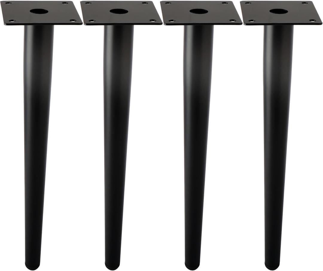 Straight Furniture Table Legs 24 Inch, Round Tapered Metal Furniture Legs Black, Modern Dresser Cabinet Sofa Support Feet Replacement, Set of 4