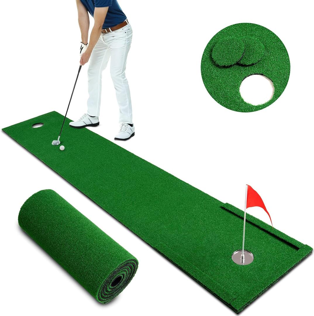Putting Green Golf Putting Mat Non-Slip Professional Practice Trainning Mat for Indoor Outdoor, 20 inches x 106"
