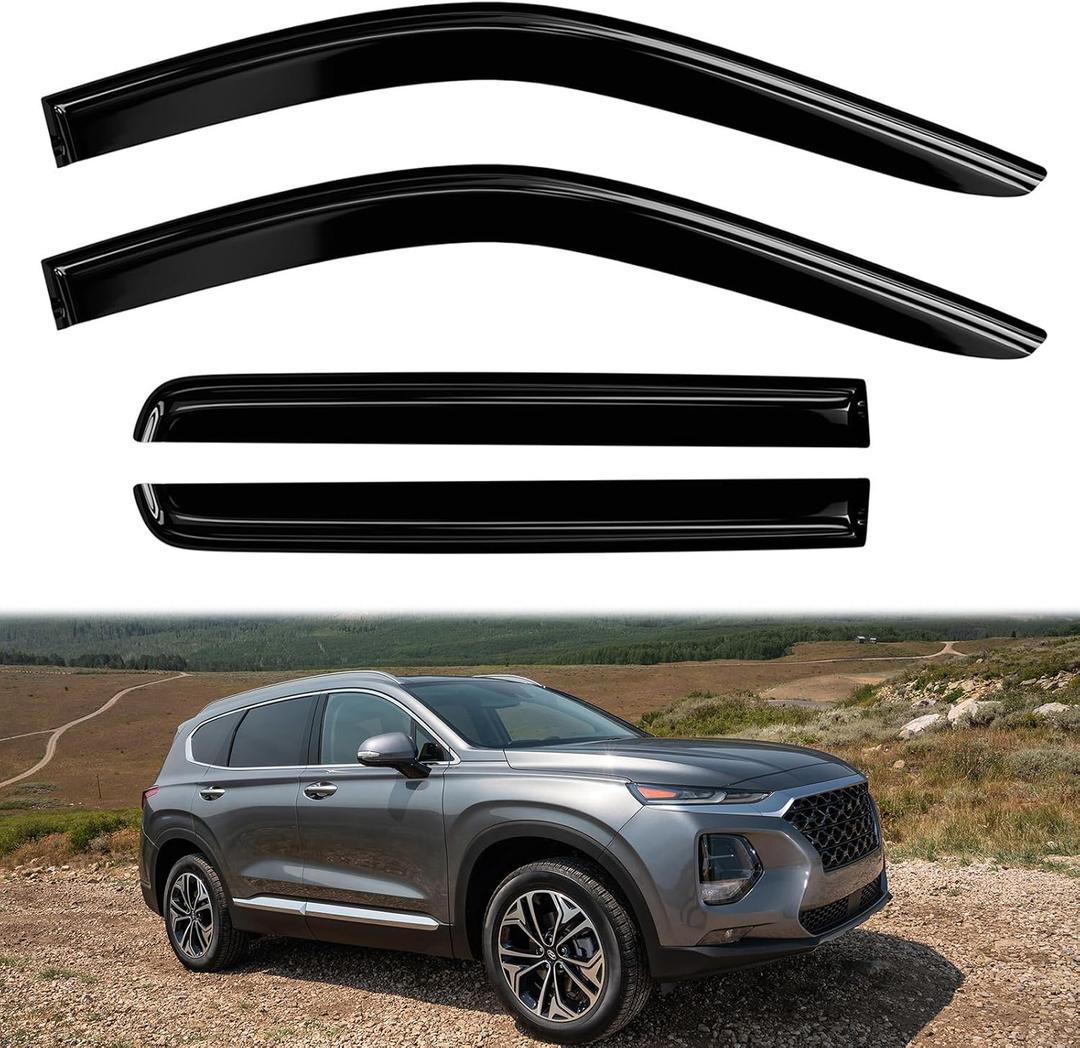 4PC Rain Guards for 19-23 Hyundai Santa Fe Window Visors for SEL Limited SE Calligraphy Deflectors Sun Shades Vent Tape On Out Channel