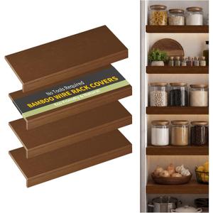Bamboo Wire Shelf Covers, 30" W x 12" D, 4-Pack, Walnut
Wire Rack Covers for Pantry and Closet, Tool-Free, Easy to install and clean, Sturdy and Durable