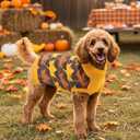 LyssKMK Thanksgiving Day Dog Sweater Yellow Brown Maple Pattern Pet Knitwear Clothes Fall Themed Costume Cold Weather Outfits for Small Middle Large Dogs XXL