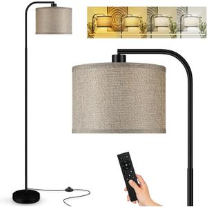 BoostArea Dimmable Floor Lamp for Living Room,Arc Sofa Lamps with Remote,Stepless Dimmable & Colors Temperature 2700k-6500k,67 in,Tall Flexible Head Standing Lamp for Bedroom Study Room Office,Jute
