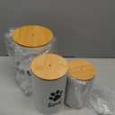 Tioncy Dog Treat Container Set of 3 with Bamboo Lids and Spoon Airtight Metal Dog Treat Jars with DIY Labels Pen Large Pet Cookie Snack Food Storage Container for Kitchen Counter(White)