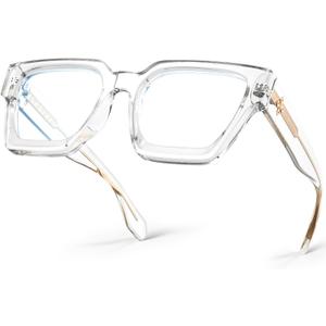 VISOONE Blue Light Blocking Glasses with TR90 Rectangle Frame and Chic Preppy Look for Women Men RIVER (Clear)