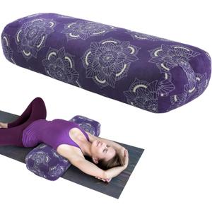 MABOZOO Yoga Bolster Pillow, Rectangular Yoga Bolster for Restorative & Meditation, Professional Meditation Cushion with Carry Handle (25 inch, Purple)