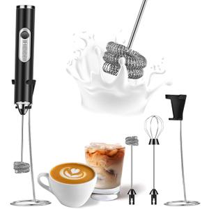 SOUTHMAN Milk Frother Foamer with Stainless Steel Stand, Rechargeable Electric Milk Frother Handheld Whisk, Drink Mixer for Latte, Cappuccino