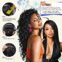 QGZ Curly Clip in Hair Extensions 4PCS Yaki Texture Synthetic Lace Weft Hair Extensions for Women(18inch,Dark Brown)
