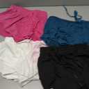 Real Essentials 4 Pack: Girls' 2-in-1 Dry Fit Athletic Flowy Shorts - Butterfly Dance Skirts for Youth & Teens (Ages 4-18) (S)
