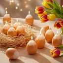 Conelist 12 Pcs Easter Eggs Candles 1.9'' x 2.3'' Colored Egg Shaped Votive Candle Smokeless Tealights for Easter Party Decorations Table Home Gift Supplies (Classic,Brown)