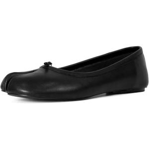 POYOIOR Tabi Shoes Women Split Toe Shoes Wide Width Ballet Flats Comfort Casual Work Shoes for Women Office (8.5, Black)