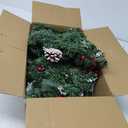 TigeJoy 9FT Prelit Christmas Garland with Warm LED Timer Lights, Frosted Pine Garland with Red Berries & Long Cedar Pinecones, 8 Modes 3AA Battery Operated Xmas Decor for Fireplace Doorway Porch