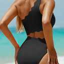 Women's One Piece Swimsuit- One Shoulder Bathing Suit Cutout Tummy Control Swimwear (Black, XXL)