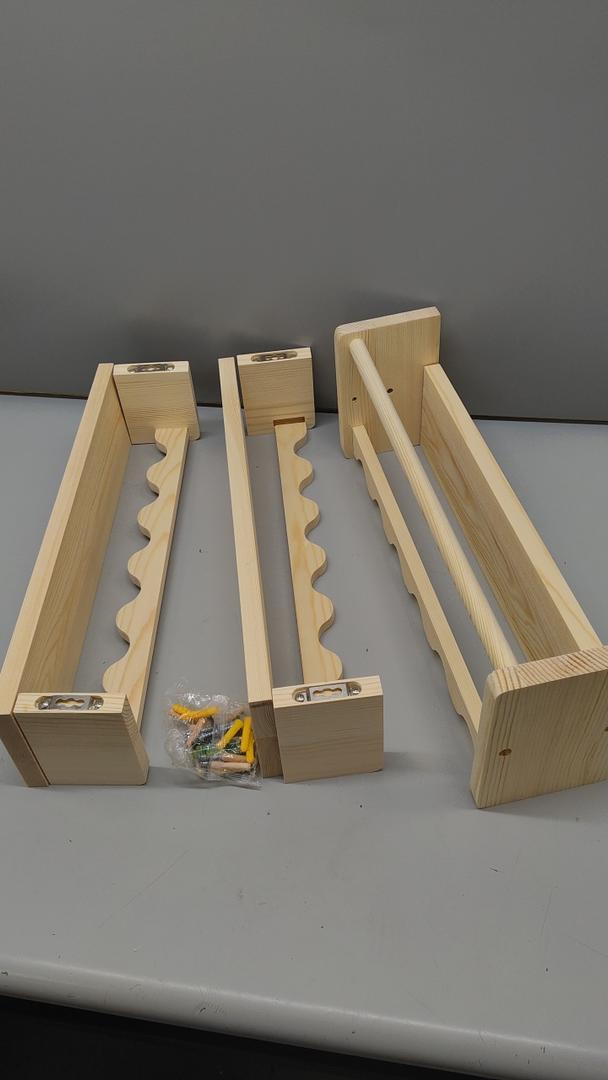 Nursery Floating Shelves for Wall, Set of 3 Book Shelves Natural Wood Wall Mounted Organizer with Towel Bar Hanging Bookshelves Nursery Decor for Kids Room, Bedroom and Kitchen