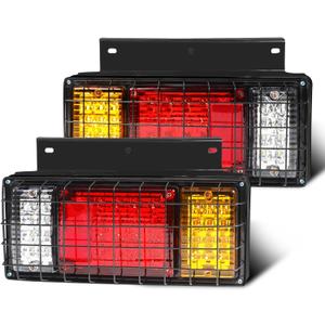 2PCS 40 LED Trailer Tail Light Kit w Iron Net Protection, Turn/Signal/Brake/Reverse/Running Lights, LED Trailer Lights for Isuzu NPR NPR-HD NRR NQR NKR NHR FSR FRR Truck