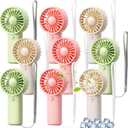 Rossesay 12 Pcs Mini Portable Fan Handheld Battery Operated Portable Small Personal Fans for Summer Beach Indoor Outdoor Travel Cooling Gift (Green,Pink,White)