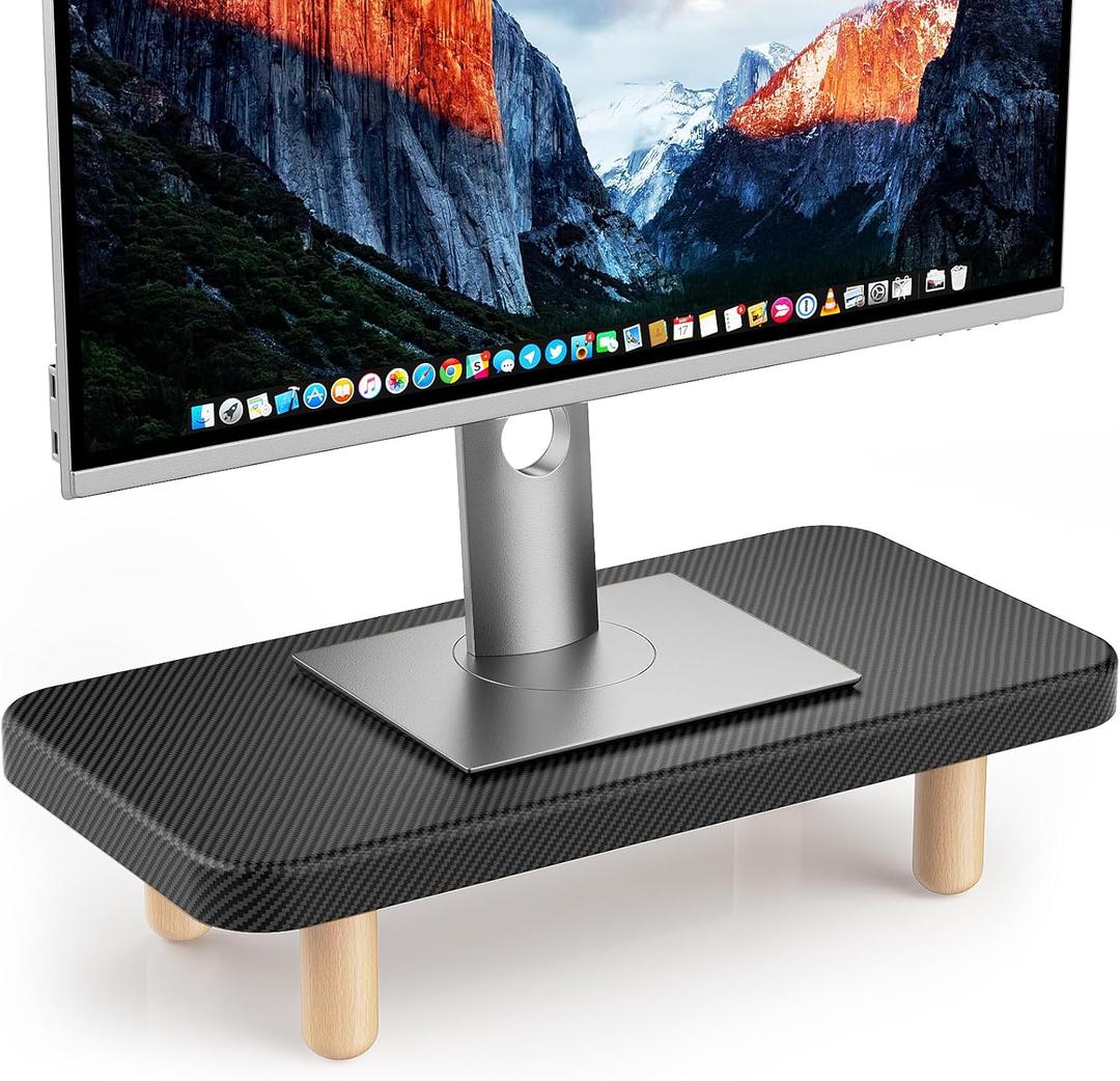 Single Monitor Stand Riser, 16Inch Wood Desk Organizer with Monitor Stand & Storage Computer Monitor and Laptop Riser Multifunctional Laptop Stand Desk Organizer for Office Home Screen/Laptop/PC Black