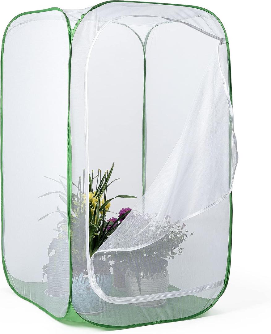 59" Outdoor Mesh Plant Enclosure, Mesh Plant Cover for Pests, Bird and Pest Protection Guard for Fruit, Vegetables, Flowers and Herbs Pop-Up Cage 35"x35"x59"