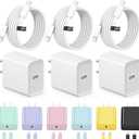iPhone 17 16 15 Charger Fast Charging 3+3Pack Type C Charger USB C Chargers Block with 6FT Cable for iPhone Air/17/17 Plus/17 Pro/17 Pro Max/16/16 Plus/16 Pro/16 Pro Max/15/15 Pro Max/iPad Pro (White)