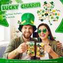 7 Pcs St. Patrick's Day Costume Accessories Leprechaun Top Hat Shamrock Earrings Glasses Irish Stickers Set for Women