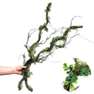 43 inches Moss Twig Vines Artificial Trees Branches Jungle Climber Fake Greenery Twigs Trunk with Greenery for Home Decor Garden Landscape Hanging Reptile Habitat Decor (Green - Pack of 2)