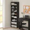 Furinno Basic Book Shelf, 8-Tier Bookcase with Open Shelf, Standing Bookshelf, Cube Storage Organizer, 9 x 24 x 71, for Living Room, Bedroom, Home Office, Espresso