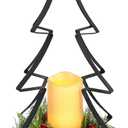 Christmas Metal Tree Centerpiece Table Decoration Lighted Candle Holder Stand Battery Operated and Timer for Xmas Holiday Table Fireplace Mantle Decorations (Black)