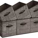 SONGMICS Storage Cubes, 13-Inch Non-Woven Fabric Bins with Double Handles, Set of 6, Closet Organizers for Shelves, Foldable, for Clothes, Walnut Color UROB033K02