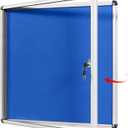 Swansea Blue Fabric Lockable Noticeboard Enclosed Pin Bulletin Board Glass Display Case for Wall Office School, 38x28"