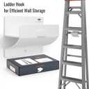 White Ladder Hooks for Garage Wall - Step Ladder Holder Wall Mount - Step Stool Garage Wall Hanger