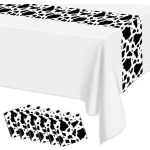 6 Pcs Cow Print Table Runner, 14 x 108 in Black and White Cow Table Runner Farm Western Tablecloth for Birthday Western Barnyard Home Kitchen Decorations