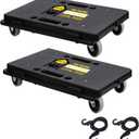 Furniture Dolly, Moving Dolly 4 Wheels Heavy Duty,16in-11in 500lbs Capacity, Furniture Movers Dollys with Wheels, Small Flat Cart with 2 Ropes, 2 Pack, Black (Black)