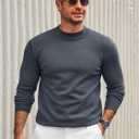 Runcati Mens Mock Turtleneck Pullover Slim Fit Casual Basic Thermal Knit Sweater Lightweight Long Sleeve Pullover Tee (Medium, Dark Grey)