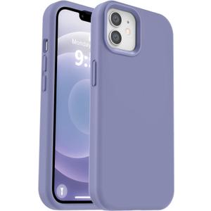 Vooii Compatible with iPhone 12 Case/iPhone 12 Pro Case, Liquid Silicone Upgrade [Soft Anti-Scratch Microfiber Lining] [Shockproof Drop Protection] Phone Case 6.1 inch - Lavender Grey