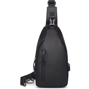 Mini Crossbody Sling Bag, Lightweight Waterproof Chest Bag, Daily Travel Sports with USB port. (BLACK).