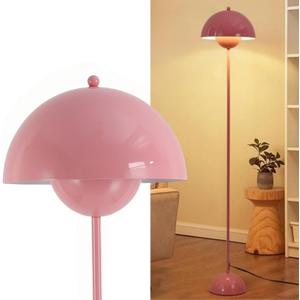 COSYLUX Modern Floor Lamp for Living Room, Industrial Tall Standing Lamp for Bedroom, Metal Shade Reflecting Light Reading Floor Lamp for Office, Nursery Room, Corner(Light Pink)