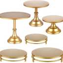 Tioncy Set of 6 Gold Cake Stand Round Metal Cake Stands Antique Gold Dessert Display Cupcake Pastry Candy Display Plate for Wedding Birthday Party Event Bridal Celebration Table(Simple