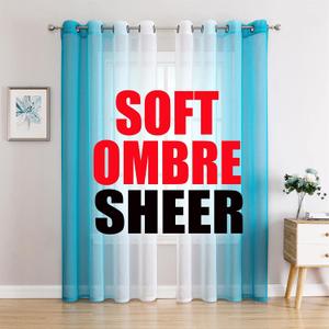 G2000 Sheer Curtains & Drapes - 84 Inch Turquoise & White Ombre Bedroom & Living Room Curtains with Light Filtering & Grommet Feature for Patio Sliding Glass Door - 2 Panels