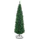 5 ft. PVC Unlit Artificial Slim Pencil Christmas Tree with Stand Home Holiday Decor Green, 1 Ct, CM20653