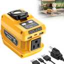 220W Portable Power Inverter Compatible with Dewalt 20V Battery, DC 20V to AC 110V Battery Inverter, Power Station with 400LM LED Work Light, 1 AC Outlet, 2 USB Ports & 1 TypeC Fast Charging (Yellow)