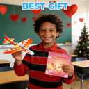 48 pcs Valentines Day Cards for Kids School with Foam Airplane Gliders Toys Boys Girls School Classroom Exchange Gifts Party Favors Bulk Treats Prizes Goodie Bag Stuffers