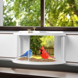 Upgraded Window Bird Feeder Inside House for Viewing, 180° Clear View Wooden Window Tray Bird Feeder, Spraying Without Irritating Odor, for Watching Wild Birds & Squirrels, 

42"L x 9.5"W x 9.13"H
