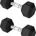 Yes4All Chrome Grip Encased Hex Dumbbells Hand Weights With Anti-Slip (20 Pounds - Pair)
