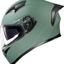 KYPARA Full Face Motorcycle Helmet with Internal Tinted Visor & DOT Approved for Moped ATV Cruiser Scooter (Alpine Matt Green, Medium)