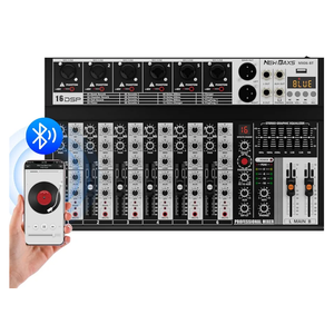 Professional Audio Mixer,6 Channel Audio Interface Sound Board Mixing Console System with Monitor,16 DSP DJ Bluetooth Mixer Reverb Effect +48V Phantom For Karaoke Studio Streaming RecordingAmazon's Choice