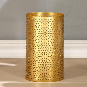 Gold Trash Can for Bathroom, Metal Garbage Can for Offices, 7" W X 7" L X 12" H