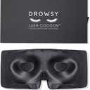 DROWSY Eyelash Protecting Silk Sleep Mask for Natural Lashes & Extensions. Deep Eye Cups, Zero Pressure, Total Blackout, Full Wraparound (Moonlight Shadow)