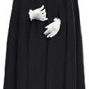 Baoqiya Women's Wool Blend Capes Hooded Cloak Outwear Poncho Warm Autumn and Winter Coat (Black), One Size