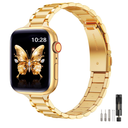 WFEAGL Thin Metal Bands Compatible with Apple Watch Band 42mm (Series 10) 41mm 40mm 38mm for Women, Slim Stainless Steel Wristbands for iWatch SE Series 9 8 7 6 5 4 3 2 1 (Gold)
