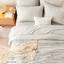 CozyLux King Size Comforter Set Beige Seersucker 7 Pieces Bed in a Bag King Comforter Set with Sheets, Luxury Soft Bedding Set with Down Alternative Comforter, Sheets, Pillowcases & Shams All Seasons